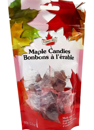 Canadian maple candies in a giftable bag, individually wrapped maple leaf shaped sweets made with pure maple syrup