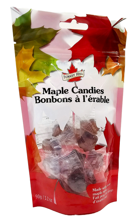 Canadian maple candies in a giftable bag, individually wrapped maple leaf shaped sweets made with pure maple syrup