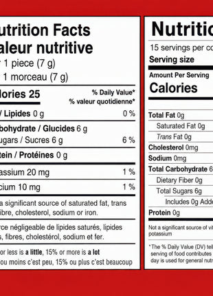 Nutrition Facts panel and ingredient information for Soft Maple Sugar Candy.  This image provides customers with detailed nutritional values, ingredients, allergen information, and product labeling to help them make an informed purchasing decision.