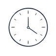 Line art clock icon representing longer burn time for beeswax candles.
