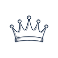 Blue line-art crown icon in a hand-sketched style, representing the most premium gift box option.