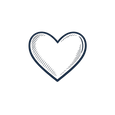 Blue line art heart icon with hollow center, representing thoughtful Canadian gifts and carefully packed LOONMOON gift boxes.