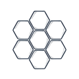 Line art honeycomb icon representing beeswax goods and natural beeswax candle products.