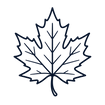 Navy line art maple leaf icon representing Canadian-made LOONMOON products.